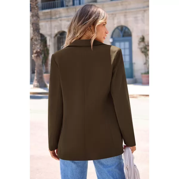 imagePRETTYGARDEN Womens 2024 Fall Business Casual Blazers Long Sleeve Notch Lapel Trendy Work Office Blazer Jackets OuterwearCoffee