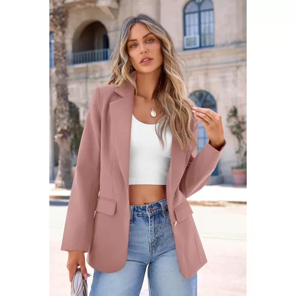 imagePRETTYGARDEN Womens 2024 Fall Business Casual Blazers Long Sleeve Notch Lapel Trendy Work Office Blazer Jackets OuterwearDark Pink