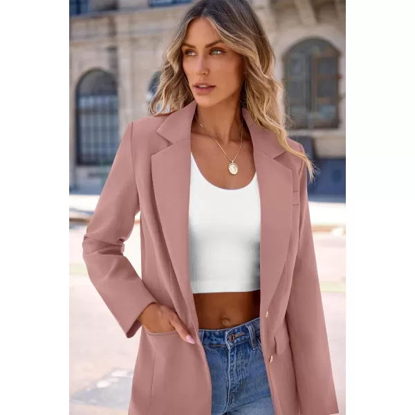 imagePRETTYGARDEN Womens 2024 Fall Business Casual Blazers Long Sleeve Notch Lapel Trendy Work Office Blazer Jackets OuterwearDark Pink