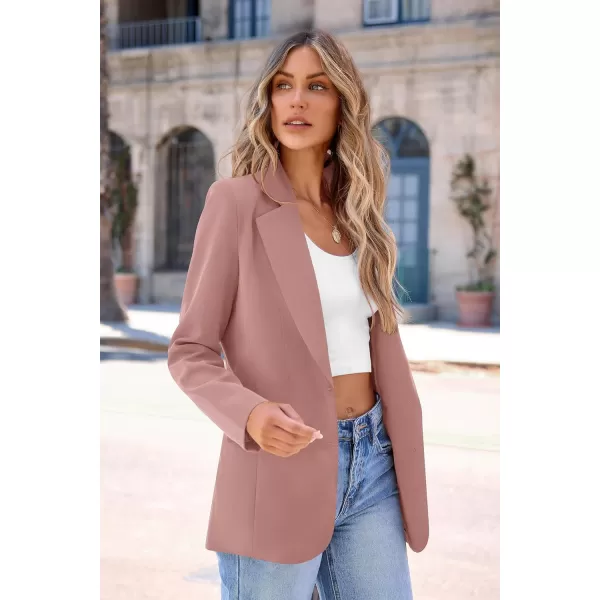 imagePRETTYGARDEN Womens 2024 Fall Business Casual Blazers Long Sleeve Notch Lapel Trendy Work Office Blazer Jackets OuterwearDark Pink