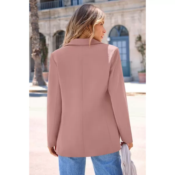 imagePRETTYGARDEN Womens 2024 Fall Business Casual Blazers Long Sleeve Notch Lapel Trendy Work Office Blazer Jackets OuterwearDark Pink