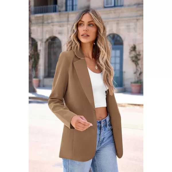 imagePRETTYGARDEN Womens 2024 Fall Business Casual Blazers Long Sleeve Notch Lapel Trendy Work Office Blazer Jackets OuterwearKhaki
