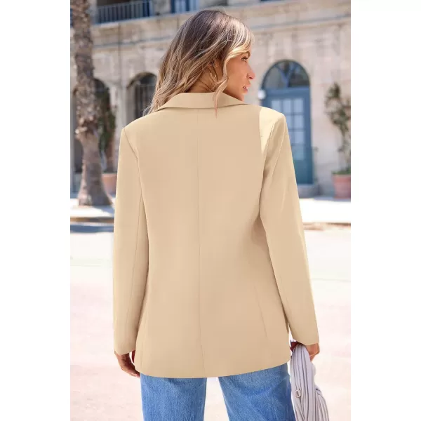 imagePRETTYGARDEN Womens 2024 Fall Business Casual Blazers Long Sleeve Notch Lapel Trendy Work Office Blazer Jackets OuterwearLight Khaki