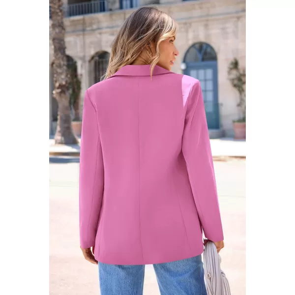 imagePRETTYGARDEN Womens 2024 Fall Business Casual Blazers Long Sleeve Notch Lapel Trendy Work Office Blazer Jackets OuterwearPink