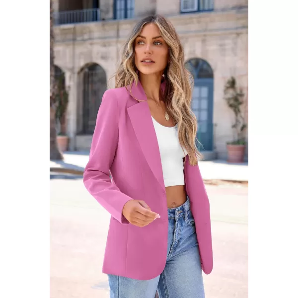 imagePRETTYGARDEN Womens 2024 Fall Business Casual Blazers Long Sleeve Notch Lapel Trendy Work Office Blazer Jackets OuterwearPink