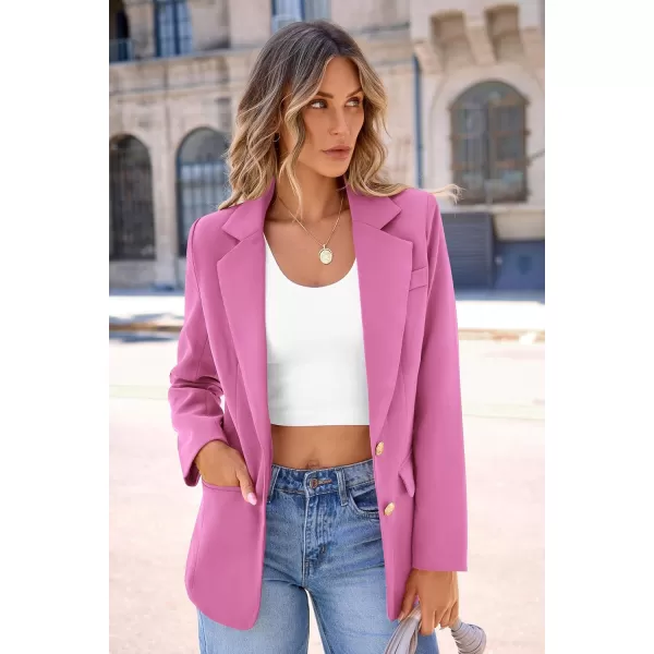 imagePRETTYGARDEN Womens 2024 Fall Business Casual Blazers Long Sleeve Notch Lapel Trendy Work Office Blazer Jackets OuterwearPink