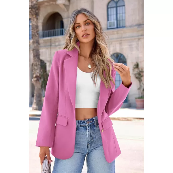 imagePRETTYGARDEN Womens 2024 Fall Business Casual Blazers Long Sleeve Notch Lapel Trendy Work Office Blazer Jackets OuterwearPink