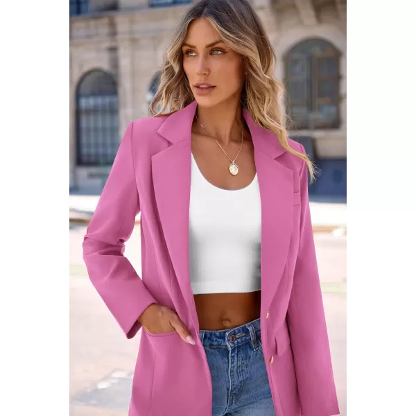 imagePRETTYGARDEN Womens 2024 Fall Business Casual Blazers Long Sleeve Notch Lapel Trendy Work Office Blazer Jackets OuterwearPink
