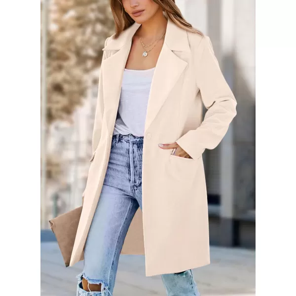 imagePRETTYGARDEN Womens 2024 Fall Long Blazer Jackets Long Sleeve Lapel Pockets Loose Fit Work Casual Blazers OuterwearBeige
