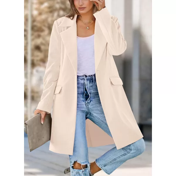 imagePRETTYGARDEN Womens 2024 Fall Long Blazer Jackets Long Sleeve Lapel Pockets Loose Fit Work Casual Blazers OuterwearBeige