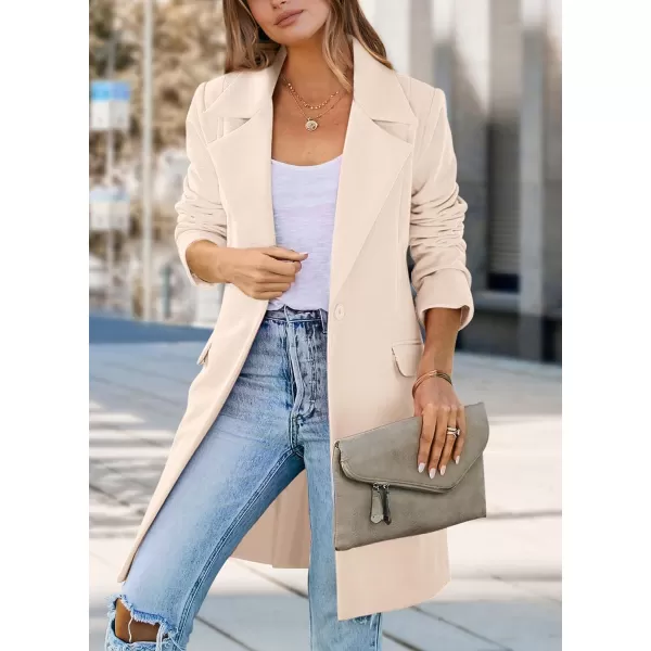 imagePRETTYGARDEN Womens 2024 Fall Long Blazer Jackets Long Sleeve Lapel Pockets Loose Fit Work Casual Blazers OuterwearBeige