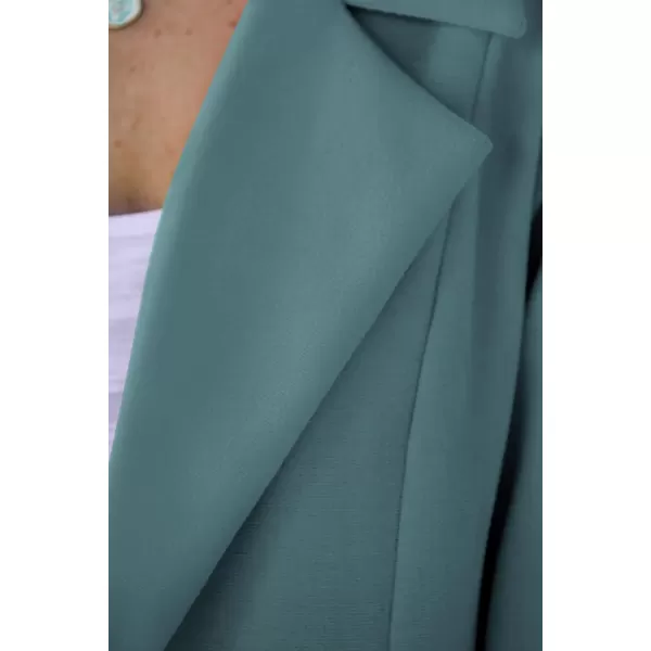 imagePRETTYGARDEN Womens 2024 Fall Long Blazer Jackets Long Sleeve Lapel Pockets Loose Fit Work Casual Blazers OuterwearBlue Green