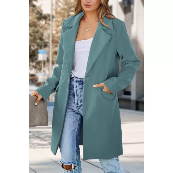 imagePRETTYGARDEN Womens 2024 Fall Long Blazer Jackets Long Sleeve Lapel Pockets Loose Fit Work Casual Blazers OuterwearBlue Green