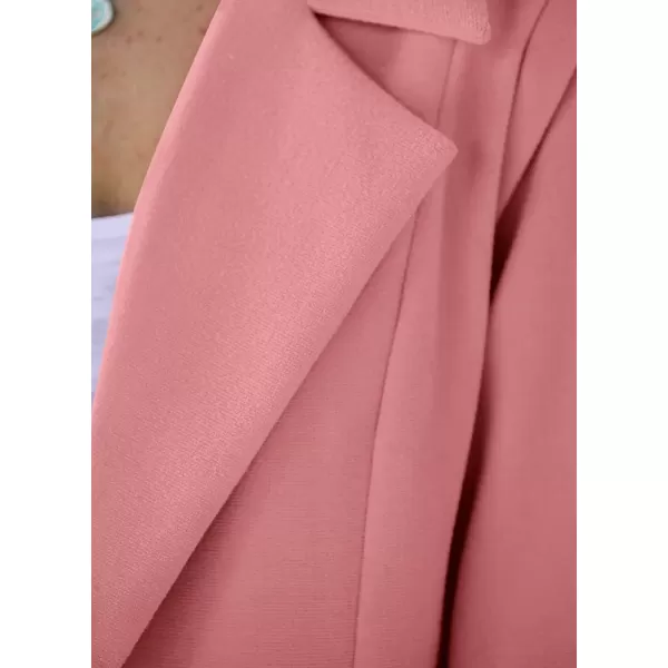 imagePRETTYGARDEN Womens 2024 Fall Long Blazer Jackets Long Sleeve Lapel Pockets Loose Fit Work Casual Blazers OuterwearDusty Pink