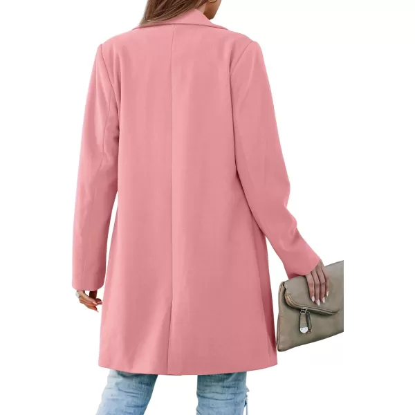imagePRETTYGARDEN Womens 2024 Fall Long Blazer Jackets Long Sleeve Lapel Pockets Loose Fit Work Casual Blazers OuterwearDusty Pink