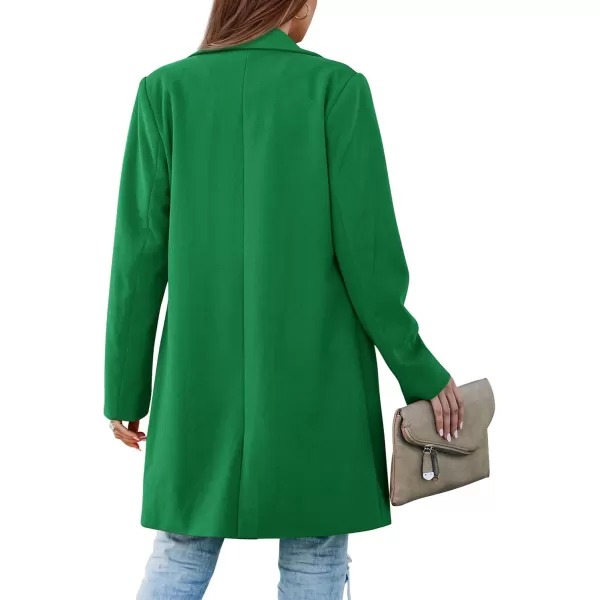 imagePRETTYGARDEN Womens 2024 Fall Long Blazer Jackets Long Sleeve Lapel Pockets Loose Fit Work Casual Blazers OuterwearGreen