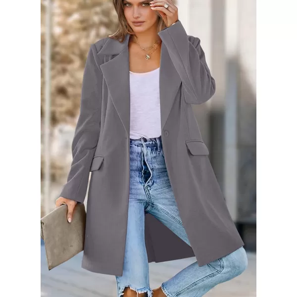 imagePRETTYGARDEN Womens 2024 Fall Long Blazer Jackets Long Sleeve Lapel Pockets Loose Fit Work Casual Blazers OuterwearGrey