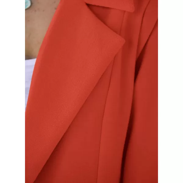 imagePRETTYGARDEN Womens 2024 Fall Long Blazer Jackets Long Sleeve Lapel Pockets Loose Fit Work Casual Blazers OuterwearOrange Red