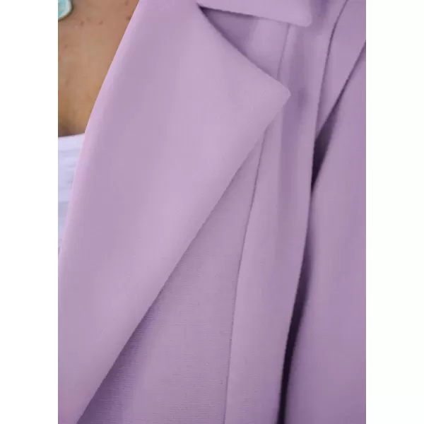 imagePRETTYGARDEN Womens 2024 Fall Long Blazer Jackets Long Sleeve Lapel Pockets Loose Fit Work Casual Blazers OuterwearPurple