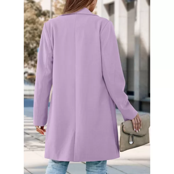 imagePRETTYGARDEN Womens 2024 Fall Long Blazer Jackets Long Sleeve Lapel Pockets Loose Fit Work Casual Blazers OuterwearPurple