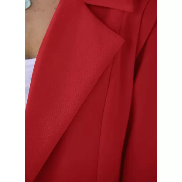 imagePRETTYGARDEN Womens 2024 Fall Long Blazer Jackets Long Sleeve Lapel Pockets Loose Fit Work Casual Blazers OuterwearRed