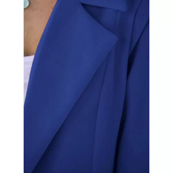 imagePRETTYGARDEN Womens 2024 Fall Long Blazer Jackets Long Sleeve Lapel Pockets Loose Fit Work Casual Blazers OuterwearRoyal Blue