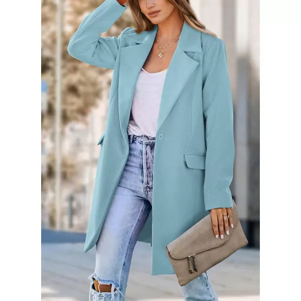 imagePRETTYGARDEN Womens 2024 Fall Long Blazer Jackets Long Sleeve Lapel Pockets Loose Fit Work Casual Blazers OuterwearSky Blue