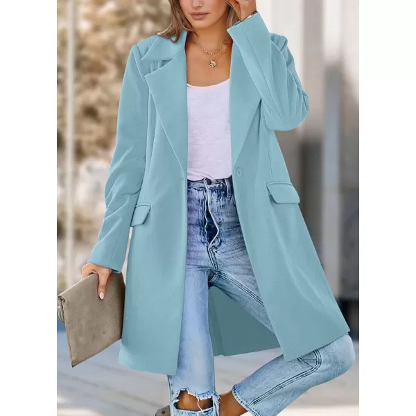 imagePRETTYGARDEN Womens 2024 Fall Long Blazer Jackets Long Sleeve Lapel Pockets Loose Fit Work Casual Blazers OuterwearSky Blue