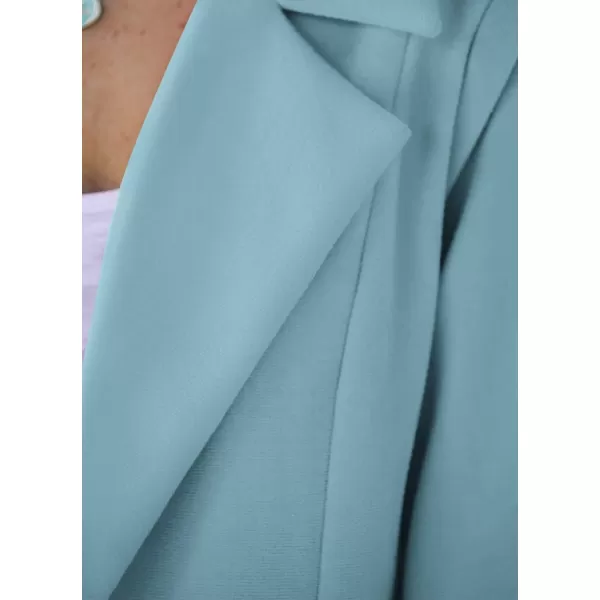 imagePRETTYGARDEN Womens 2024 Fall Long Blazer Jackets Long Sleeve Lapel Pockets Loose Fit Work Casual Blazers OuterwearSky Blue