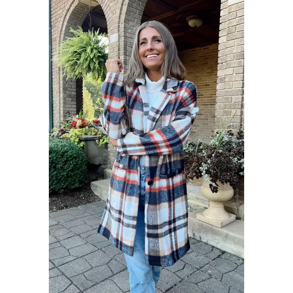 imagePRETTYGARDEN Womens 2024 Plaid Shacket Jacket Casual Button Wool Blend Winter Tartan Trench Coat With PocketsBrown