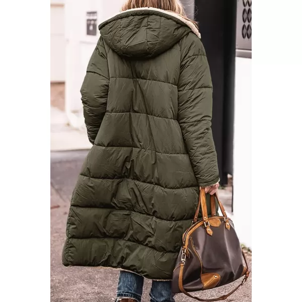 imagePRETTYGARDEN Womens 2024 Winter Fashion Clothes Oversized Shearling Fleece Long Coats JacketsArmy Green