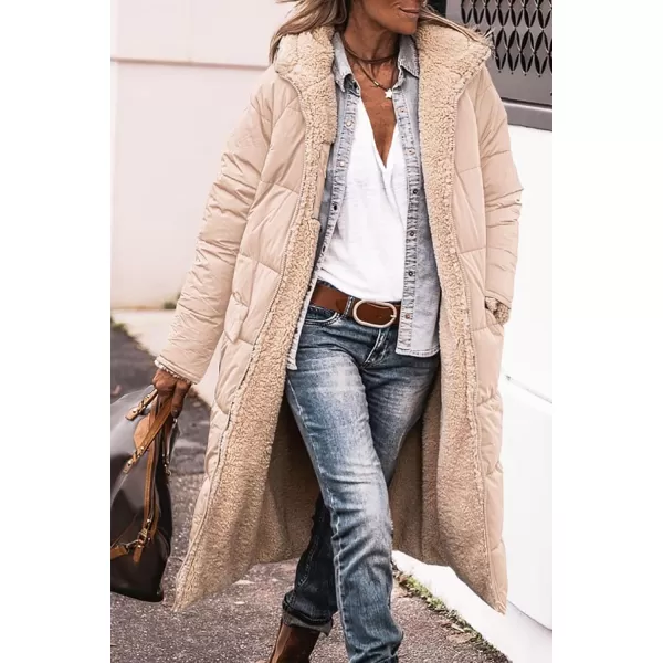 imagePRETTYGARDEN Womens 2024 Winter Fashion Clothes Oversized Shearling Fleece Long Coats JacketsBeige