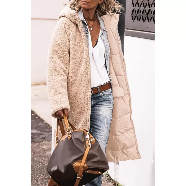 imagePRETTYGARDEN Womens 2024 Winter Fashion Clothes Oversized Shearling Fleece Long Coats JacketsBeige