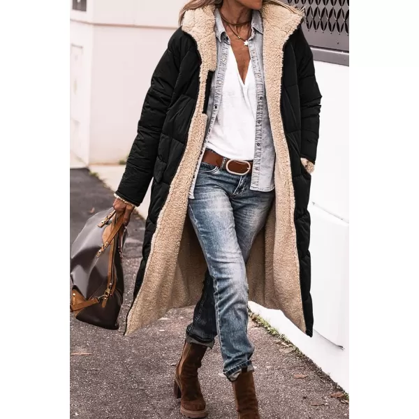 imagePRETTYGARDEN Womens 2024 Winter Fashion Clothes Oversized Shearling Fleece Long Coats JacketsBlack