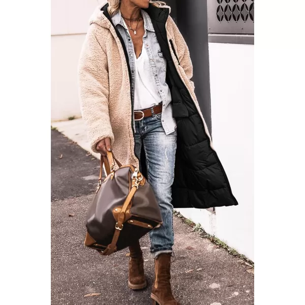 imagePRETTYGARDEN Womens 2024 Winter Fashion Clothes Oversized Shearling Fleece Long Coats JacketsBlack