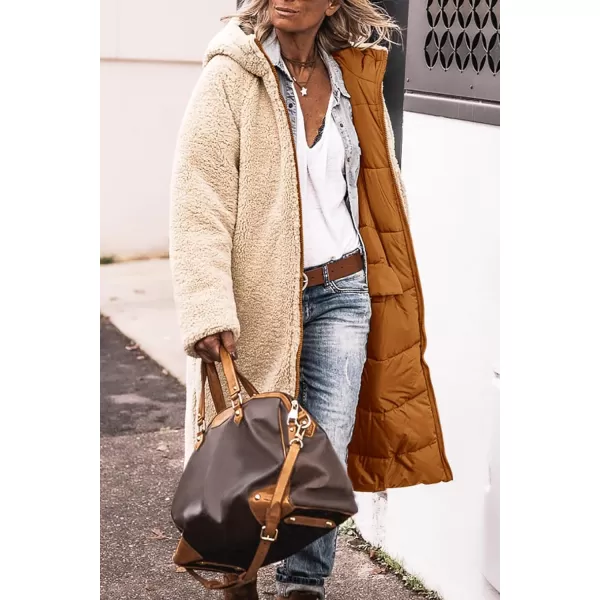 imagePRETTYGARDEN Womens 2024 Winter Fashion Clothes Oversized Shearling Fleece Long Coats JacketsBrown
