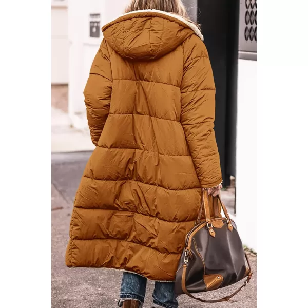 imagePRETTYGARDEN Womens 2024 Winter Fashion Clothes Oversized Shearling Fleece Long Coats JacketsBrown