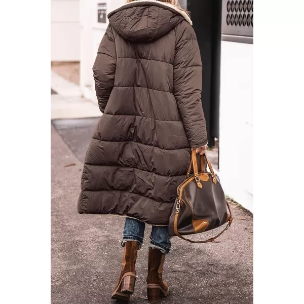 imagePRETTYGARDEN Womens 2024 Winter Fashion Clothes Oversized Shearling Fleece Long Coats JacketsDark Coffee