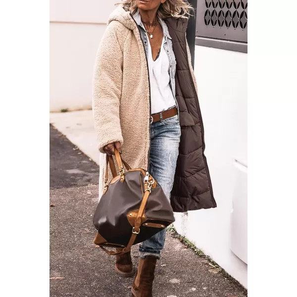imagePRETTYGARDEN Womens 2024 Winter Fashion Clothes Oversized Shearling Fleece Long Coats JacketsDark Coffee