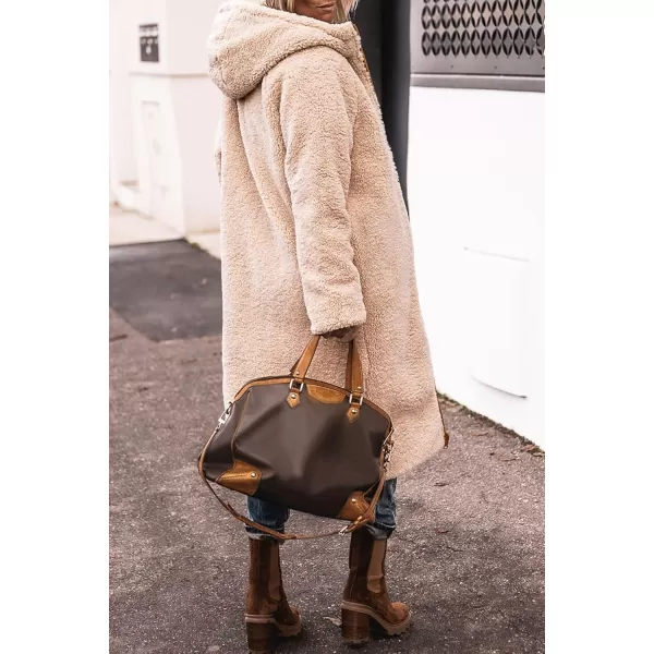 imagePRETTYGARDEN Womens 2024 Winter Fashion Clothes Oversized Shearling Fleece Long Coats JacketsDark Coffee
