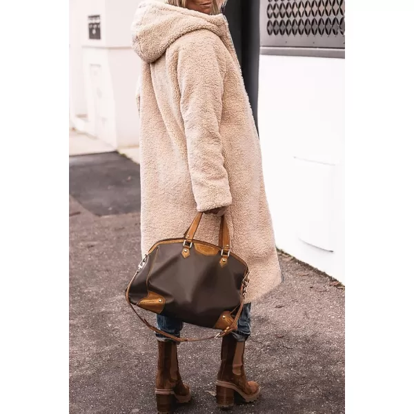 imagePRETTYGARDEN Womens 2024 Winter Fashion Clothes Oversized Shearling Fleece Long Coats JacketsDark Green