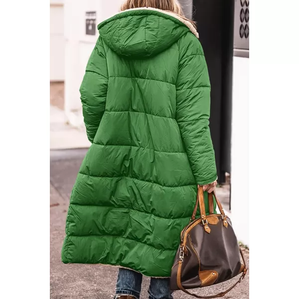 imagePRETTYGARDEN Womens 2024 Winter Fashion Clothes Oversized Shearling Fleece Long Coats JacketsGreen