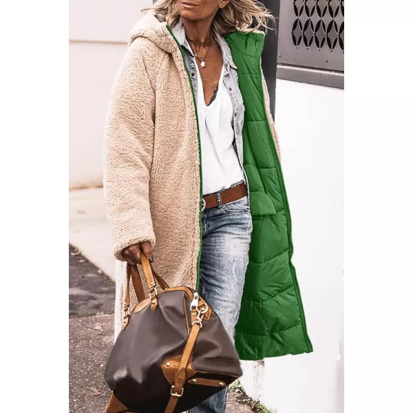 imagePRETTYGARDEN Womens 2024 Winter Fashion Clothes Oversized Shearling Fleece Long Coats JacketsGreen