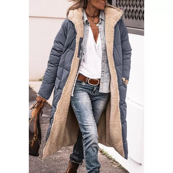 imagePRETTYGARDEN Womens 2024 Winter Fashion Clothes Oversized Shearling Fleece Long Coats JacketsGrey Blue