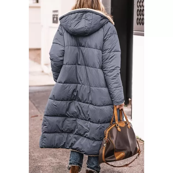 imagePRETTYGARDEN Womens 2024 Winter Fashion Clothes Oversized Shearling Fleece Long Coats JacketsGrey Blue