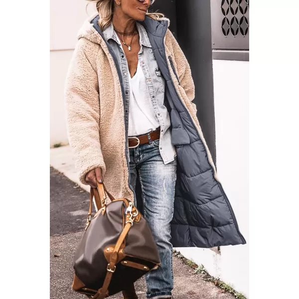 imagePRETTYGARDEN Womens 2024 Winter Fashion Clothes Oversized Shearling Fleece Long Coats JacketsGrey Blue