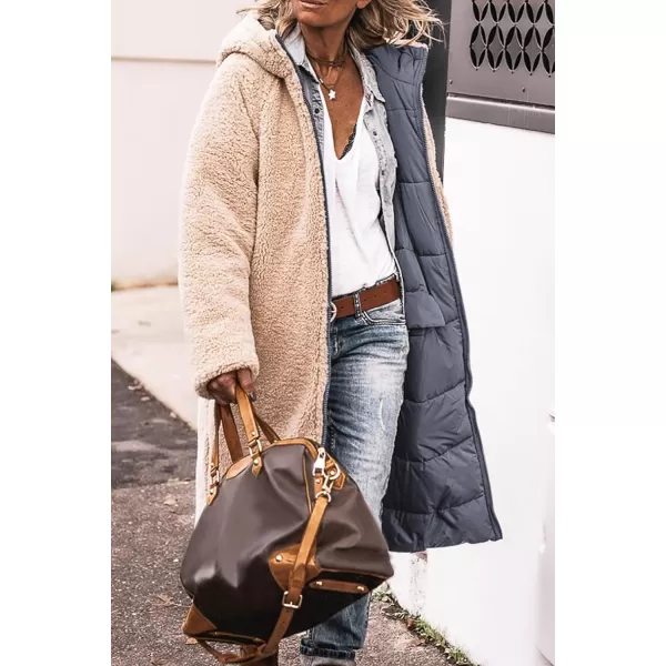 imagePRETTYGARDEN Womens 2024 Winter Fashion Clothes Oversized Shearling Fleece Long Coats JacketsGrey Blue