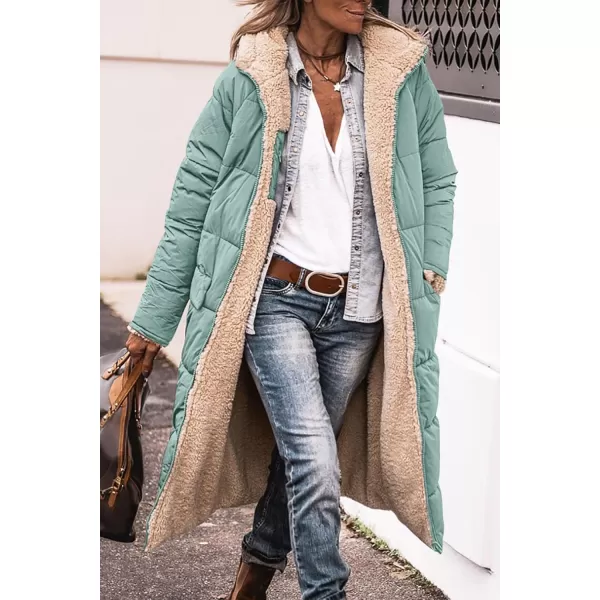 imagePRETTYGARDEN Womens 2024 Winter Fashion Clothes Oversized Shearling Fleece Long Coats JacketsGrey Green