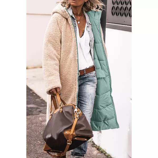 imagePRETTYGARDEN Womens 2024 Winter Fashion Clothes Oversized Shearling Fleece Long Coats JacketsGrey Green