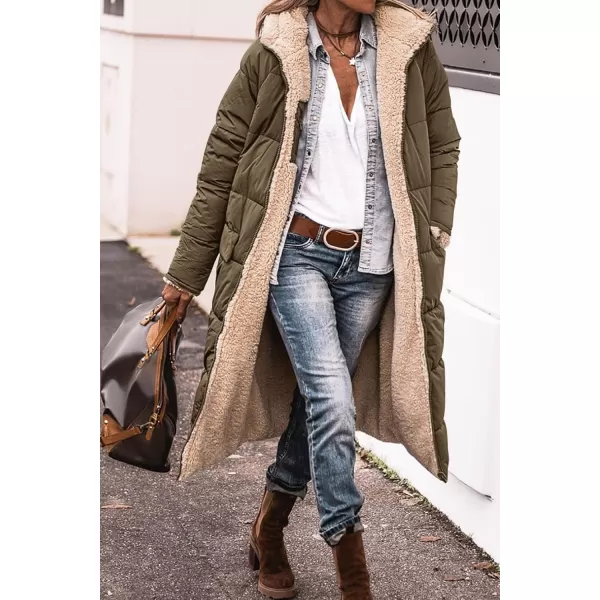 imagePRETTYGARDEN Womens 2024 Winter Fashion Clothes Oversized Shearling Fleece Long Coats JacketsLight Army Green